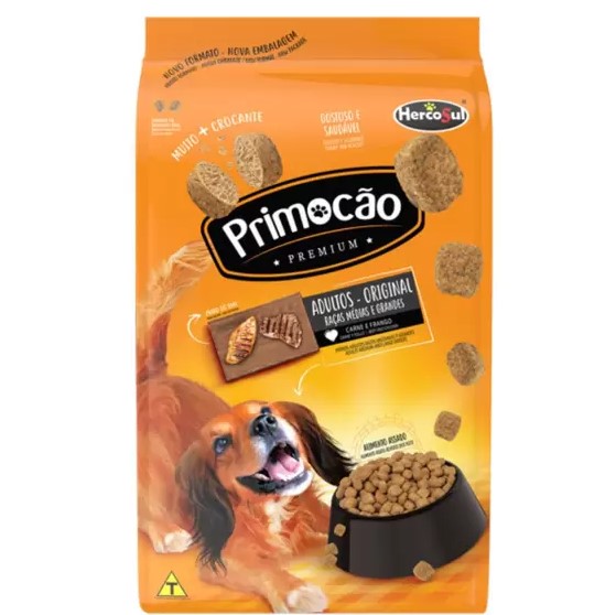 Ração Primocão Premium Original Cães Adultos Raças Médias e Grandes Carne e Frango 20kg