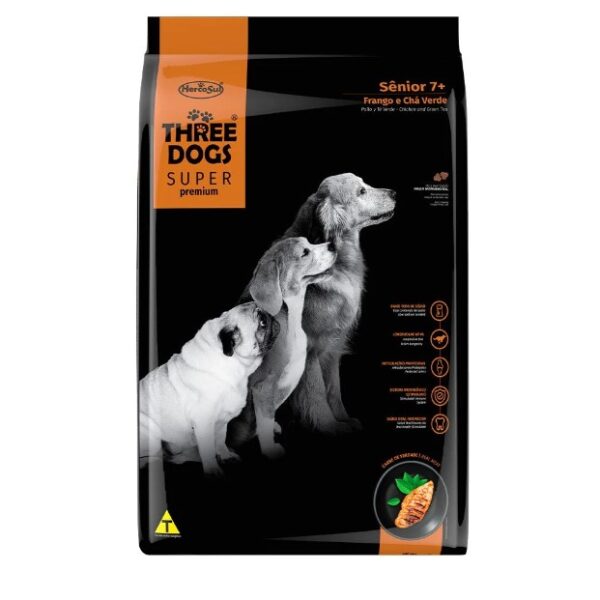Ração Threedogs Super Premium Cães Sênior Frango e Chá Verde 15kg