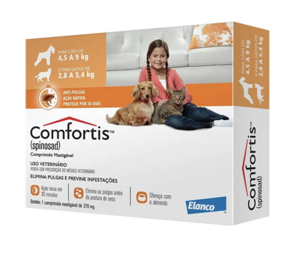 Antipulgas Comfortis 270 mg Cães 4,5 até 9Kg ou Gatos de 2,8 até 5,4Kg 1 comprimido