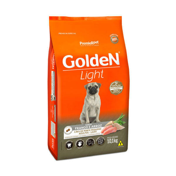 Ração Golden Fórmula Light Mini Bits Cães Adultos Porte Pequeno Frango e Arroz 10,1kg