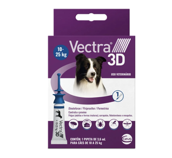 Antipulgas Vectra 3D Cães 10 a 25 kg Ceva 3,6 ml 1 pipeta