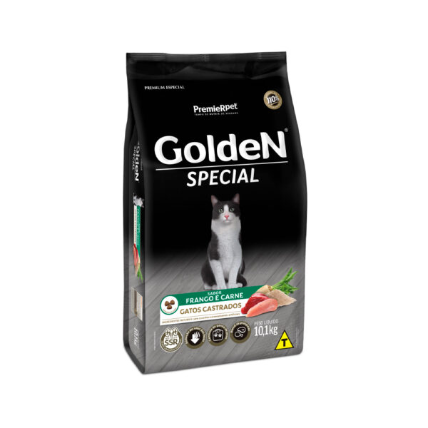 Ração Golden Gatos Castrados Special Frango e Carne 10,1kg