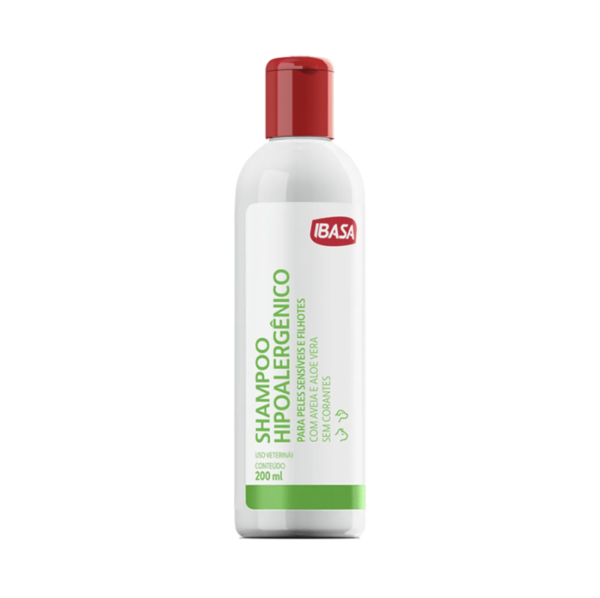 Shampoo Hipoalergênico Peles Sensíveis com Aveia e Aloe Vera para Cães e Gatos Ibasa 200ml