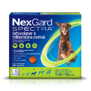 Nexgard Spectra Antipulgas e Vermífugo Cães 7,6 até 15kg 1 Comprimido