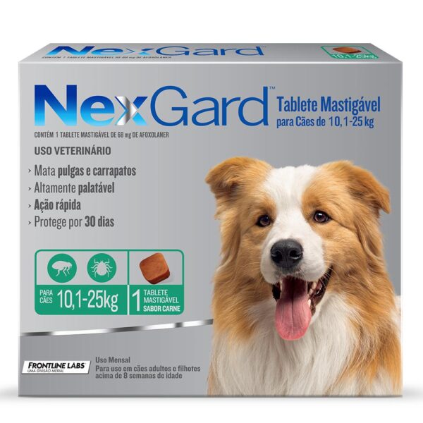 Nexgard Antipulgas e Carrapatos Cães 10,1 até 25kg Combo 3 Comprimidos