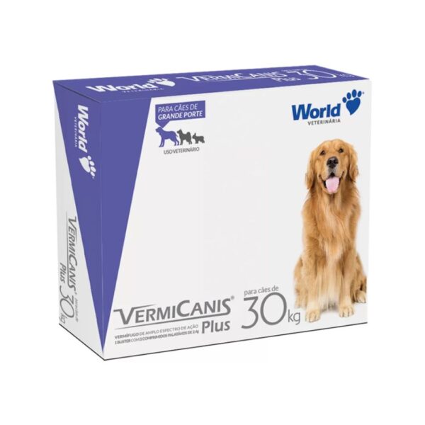 Vermífugo VermiCanis Plus 2,4g para Cães de 30kg Blíster 2 Comprimidos