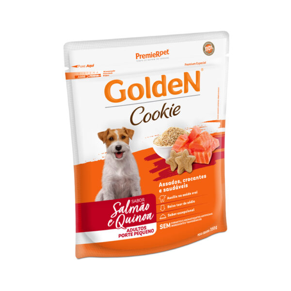 Biscoito Golden Cookie para Cães Adultos de Porte Pequeno Sabor Salmão e Quinoa 350 g